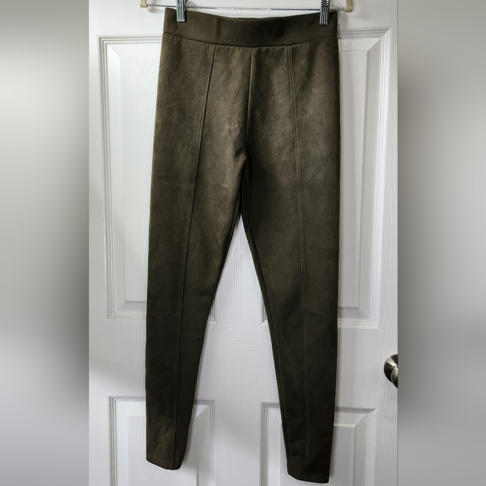 Forever 21 green faux suede pullon ankle pant women's size Medium
